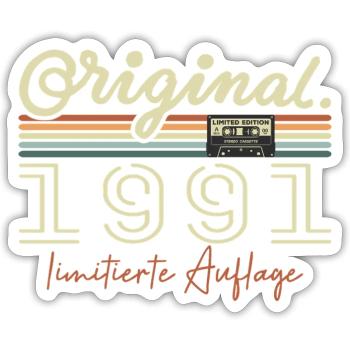 Original 1991 Vintage 1991 Geburtstag Retro 1991 - Sticker Größe S (10 x 10 cm) - Mattweiß - Vorne