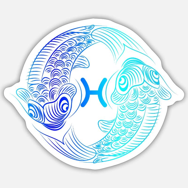 fische Zeichenfläche 1 - Sticker Größe S (10 x 10 cm) - Mattweiß
