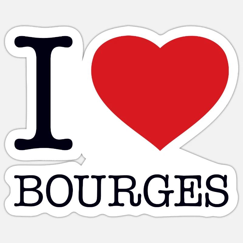 J’ADORE BOURGES - Sticker taille S (10 x 10 cm) - blanc mat