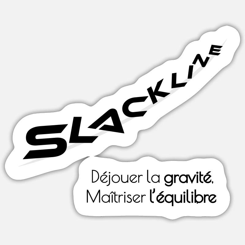 "Slackline –Gravité, équilibre - Sticker taille S (10 x 10 cm) - blanc mat