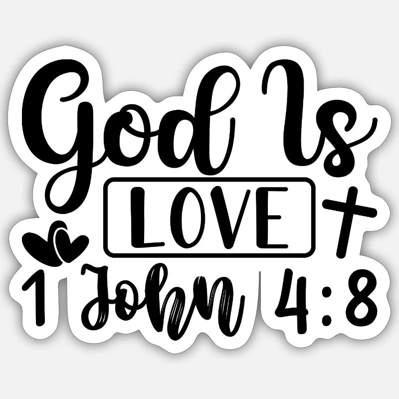 Dieu est amour - Sticker taille S (10 x 10 cm) - blanc mat