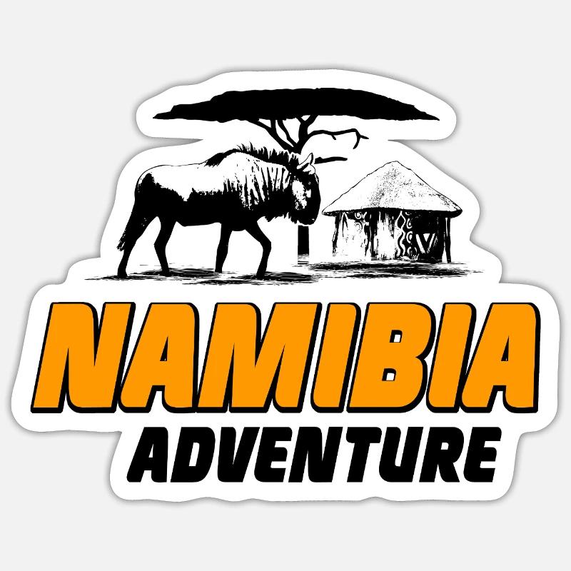 Namibia - Gnu - Safari - Sticker Größe S (10 x 10 cm) - Mattweiß
