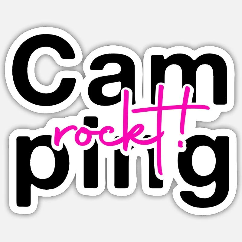Camping rockt - Sticker Größe S (10 x 10 cm) - Mattweiß