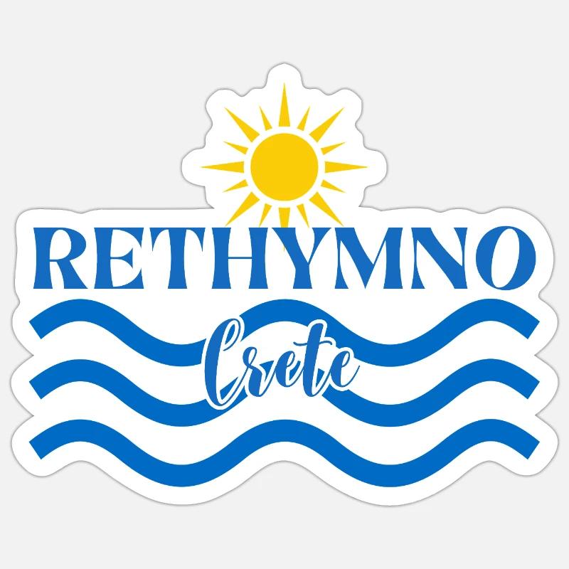 Rethymno Sunset Wave Design - Sticker size S (10 x 10 cm) - white matte