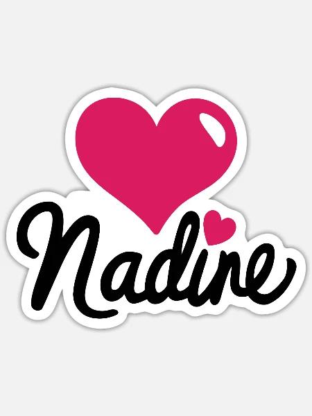 Personalisierte Liebe – Herz mit Name Nadine - Sticker Größe S (10 x 10 cm) - Mattweiß