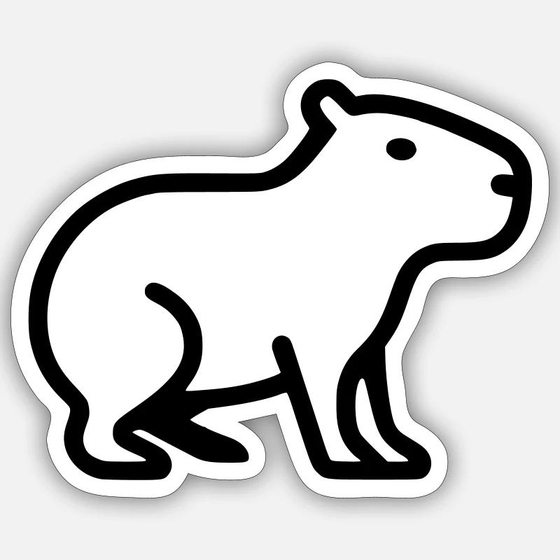 Capybara Minimalistisch Logo - Sticker Größe S (10 x 10 cm) - Mattweiß