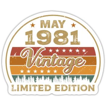 Mai Geschenk Mai 1981 Jubiläum Mai 1981 May 1981 - Sticker Größe S (10 x 10 cm) - Mattweiß - Vorne
