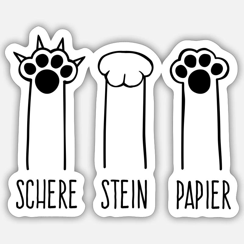Schere Stein Papier - Sticker Größe S (10 x 10 cm) - Mattweiß