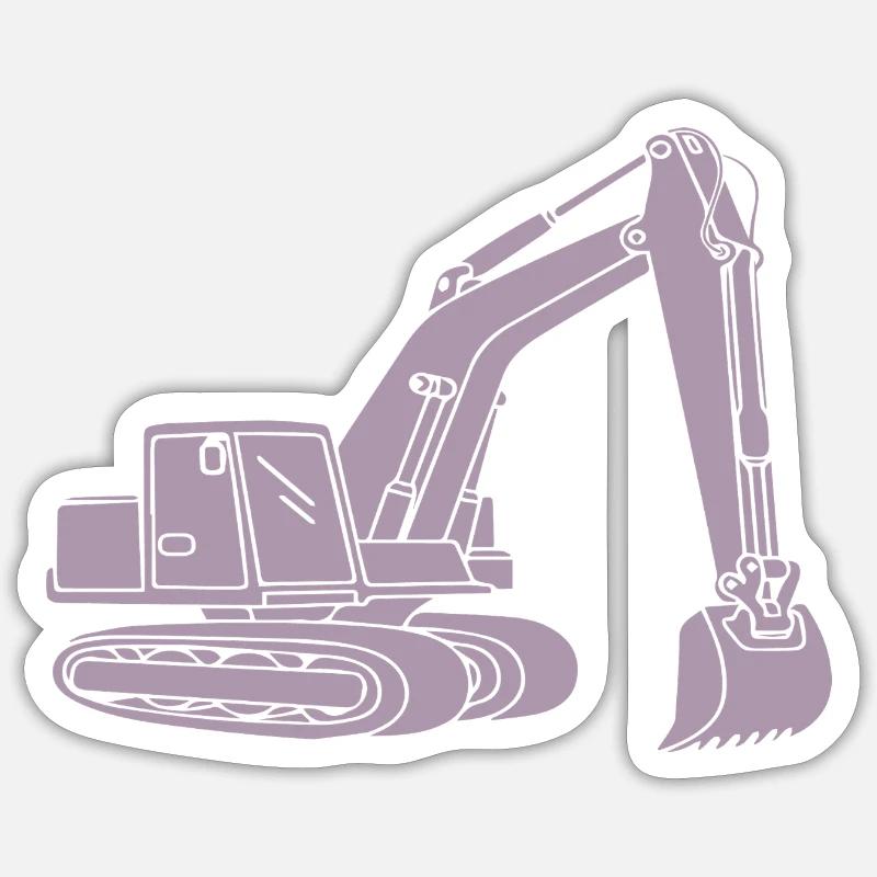 Bagger Silhouette Baugeräteführer Tiefbau - Sticker Größe S (10 x 10 cm) - Mattweiß