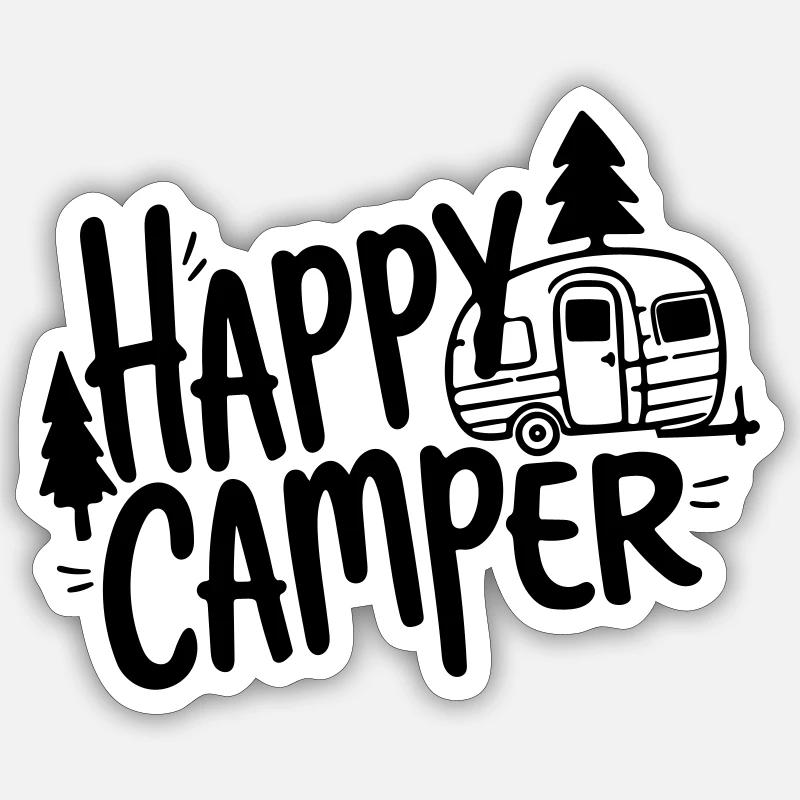 glücklicher Camper - Sticker Größe S (10 x 10 cm) - Mattweiß