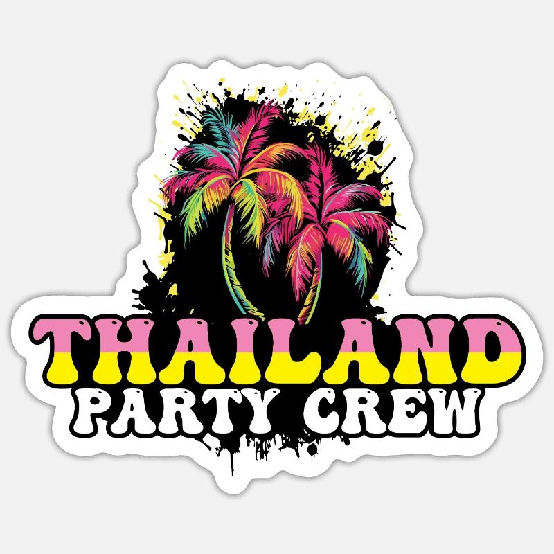 Thaïlande Party Crew Vacances - Sticker taille S (10 x 10 cm) - blanc mat