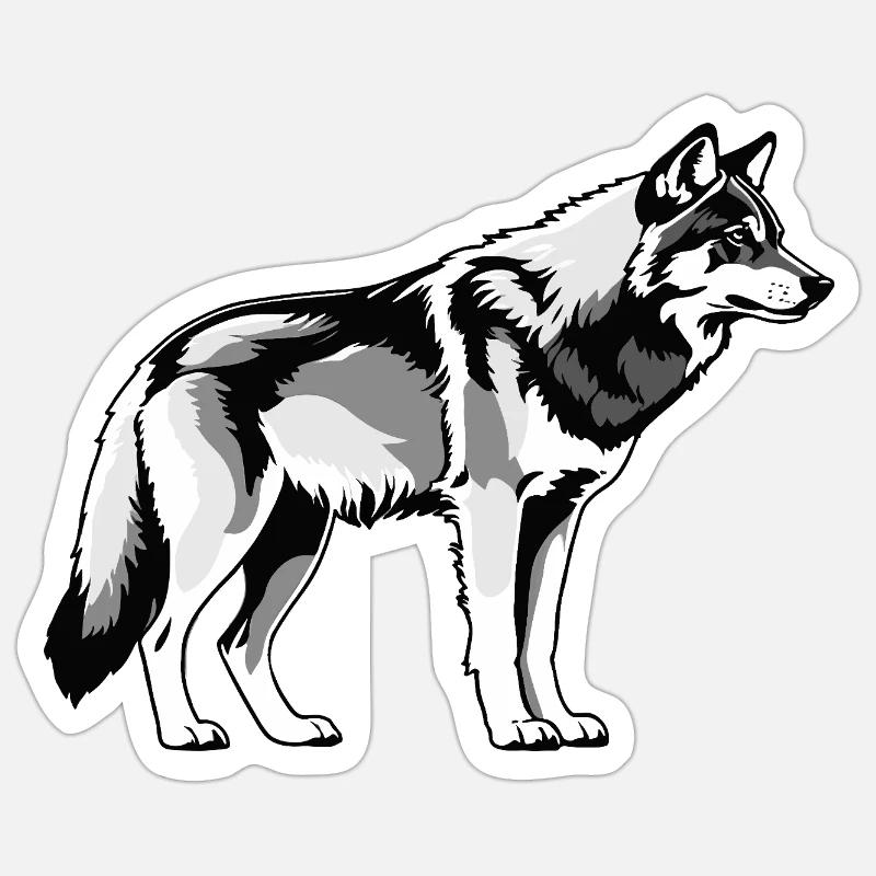 Loup - Conception de chien mignon - Sticker taille S (10 x 10 cm) - blanc mat