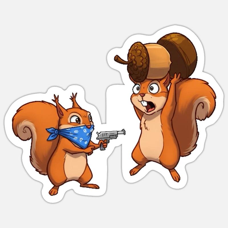 Squirrel bandit - Sticker size S (10 x 10 cm) - white matte