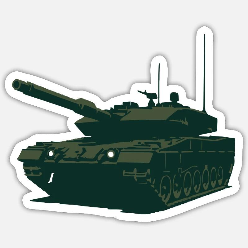 Char de combat principal - Sticker taille S (10 x 10 cm) - blanc mat