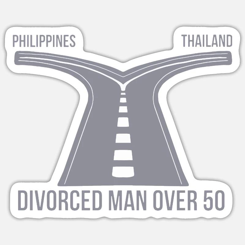 Philippinen oder Thailand Geschiedener Mann über 50 - Sticker Größe S (10 x 10 cm) - Mattweiß