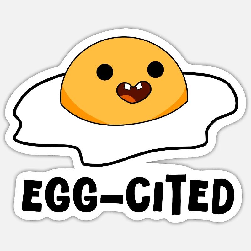 Egg-cited! – Cracked Egg Doodle, Playful Sketch Sticker size S (10 x 10 cm)