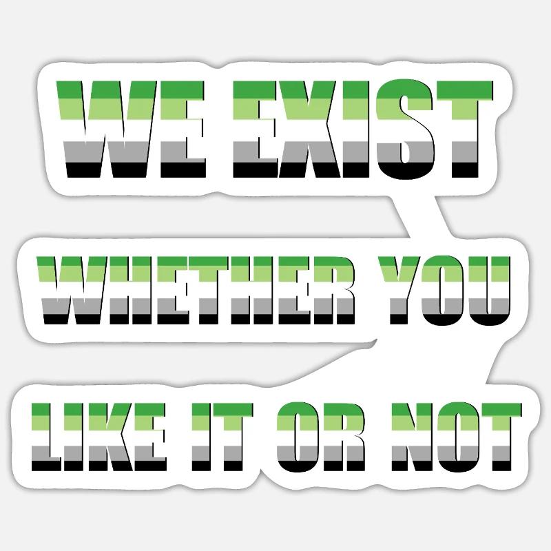 We Exist - Aromantic Flag - Sticker size S (10 x 10 cm) - white matte