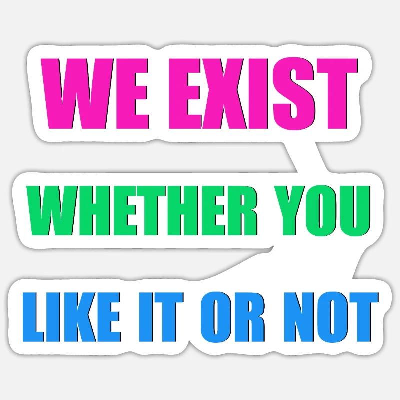 We Exist - Polysexual Flag - Sticker size S (10 x 10 cm) - white matte