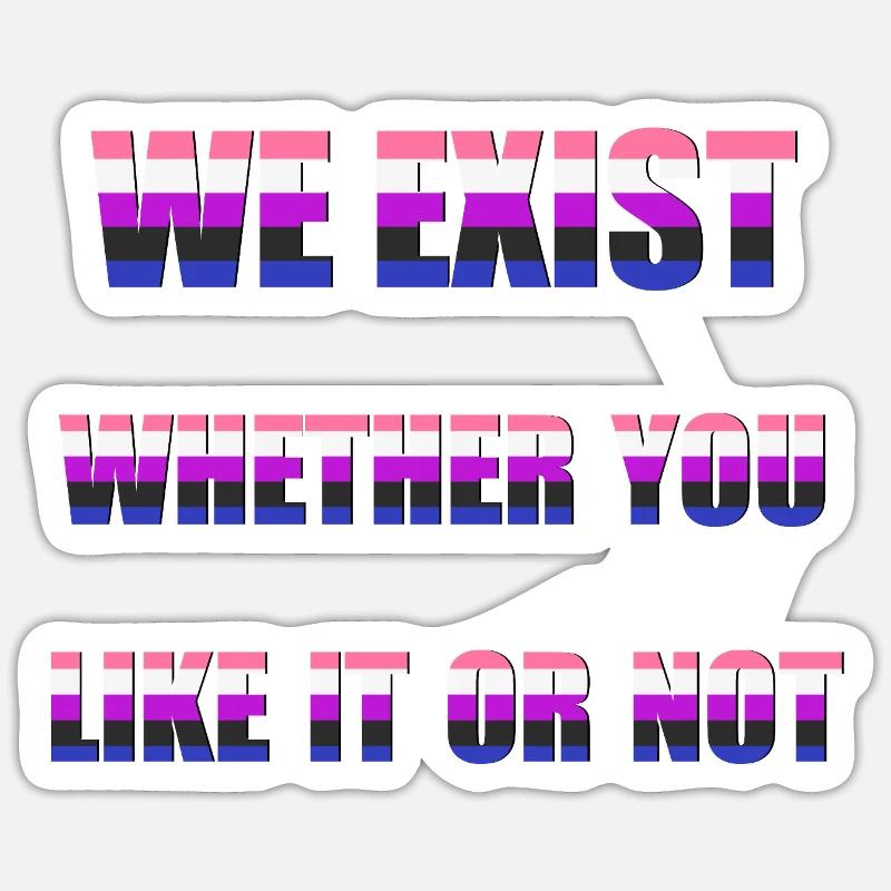 We Exist - Genderfluid Flag - Sticker size S (10 x 10 cm) - white matte