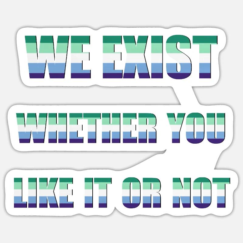 We Exist - Drapeau des hommes gays Sticker taille S (10 x 10 cm)