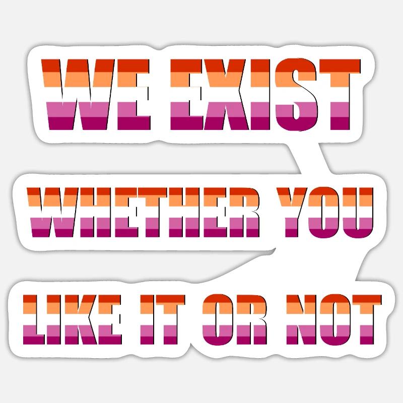 We Exist - Drapeau lesbien Sticker taille S (10 x 10 cm)