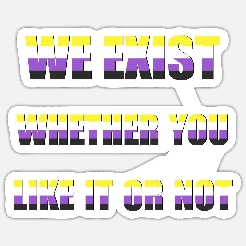 We Exist - Non-Binary Flag - Sticker size S (10 x 10 cm) - white matte