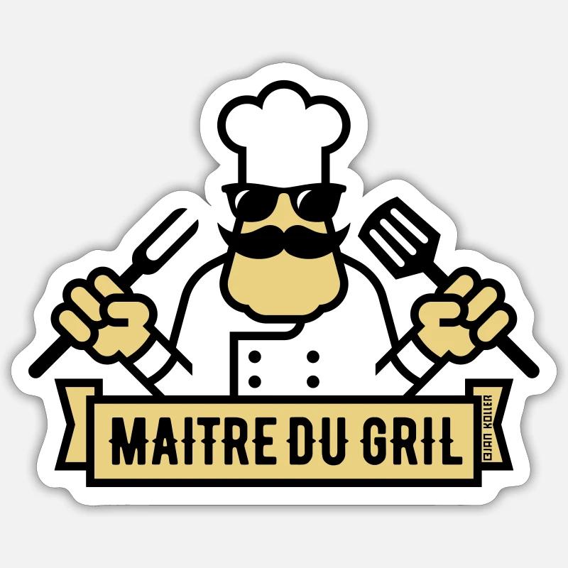 Maître Du Gril (Grilling / Barbecue / BBQ / 2C) Sticker size S (10 x 10 cm)