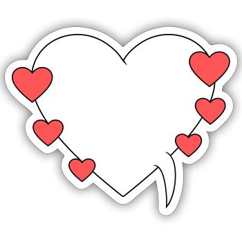 Speech bubble with hearts - Sticker size S (10 x 10 cm) - white matte - Front