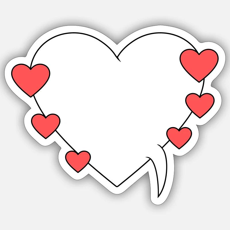 Speech bubble with hearts - Sticker size S (10 x 10 cm) - white matte