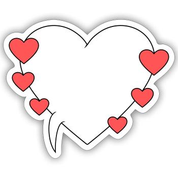 Speech Bubble with Hearts 3 - Sticker size S (10 x 10 cm) - white matte - Front