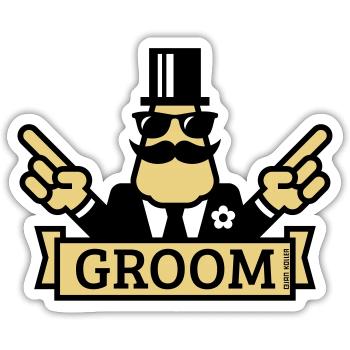 Pointing Groom (Stag Night / Bachelor Party / 2C) - Sticker size S (10 x 10 cm) - white matte - Front