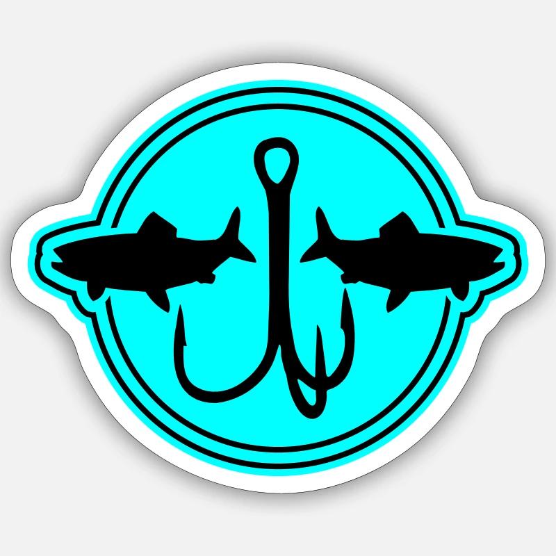 Symbole de pêche Hameçon - Sticker taille S (10 x 10 cm) - blanc mat