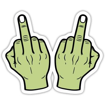 Mittelfinger Hand - Sticker Größe S (10 x 10 cm) - Mattweiß - Vorne