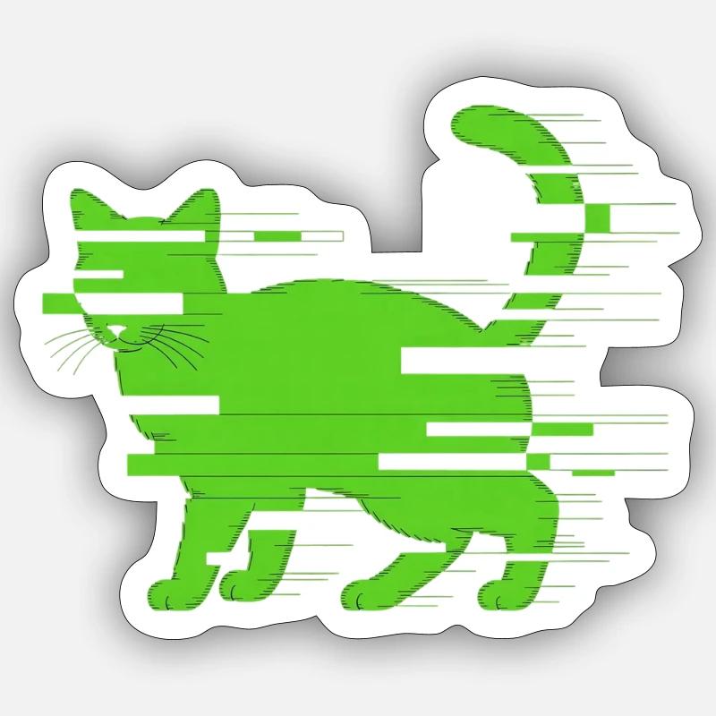 Glitch Cat - Sticker size S (10 x 10 cm) - white matte