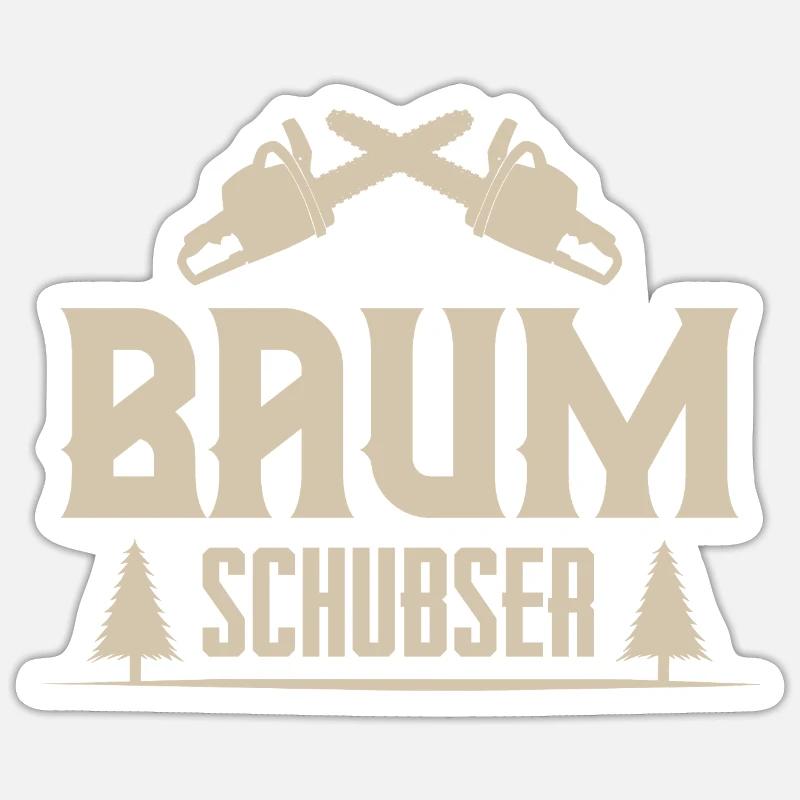 Holzfäller Baum Schubser - Sticker Größe S (10 x 10 cm) - Mattweiß