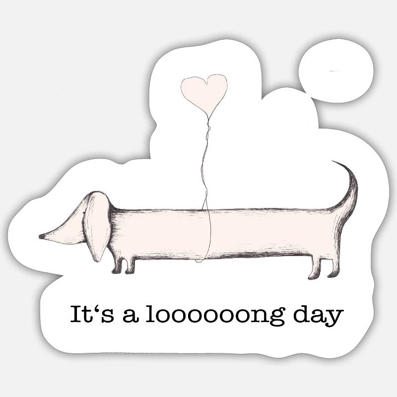 Dachshund: it's a long day - Sticker size S (10 x 10 cm) - white matte