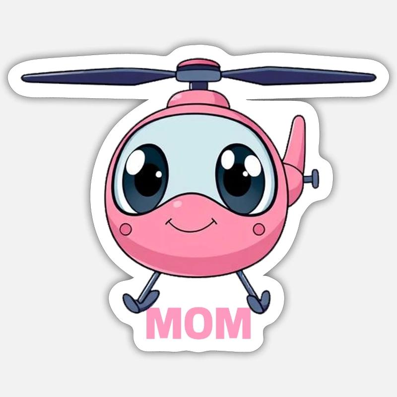 Hélicoptère Mères Hélicoptère Écrou Hélicoptère - Sticker taille S (10 x 10 cm) - blanc mat