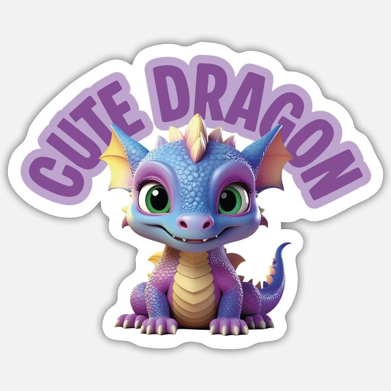 Dragon mignon - Sticker taille S (10 x 10 cm) - blanc mat