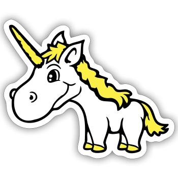 Licorne rose mignon mignon sympathique cheval de dessin animé - Sticker taille S (10 x 10 cm) - blanc mat - Devant