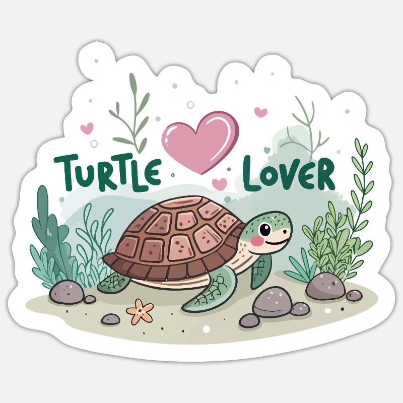 Turtle lovers - Sticker size S (10 x 10 cm) - white matte