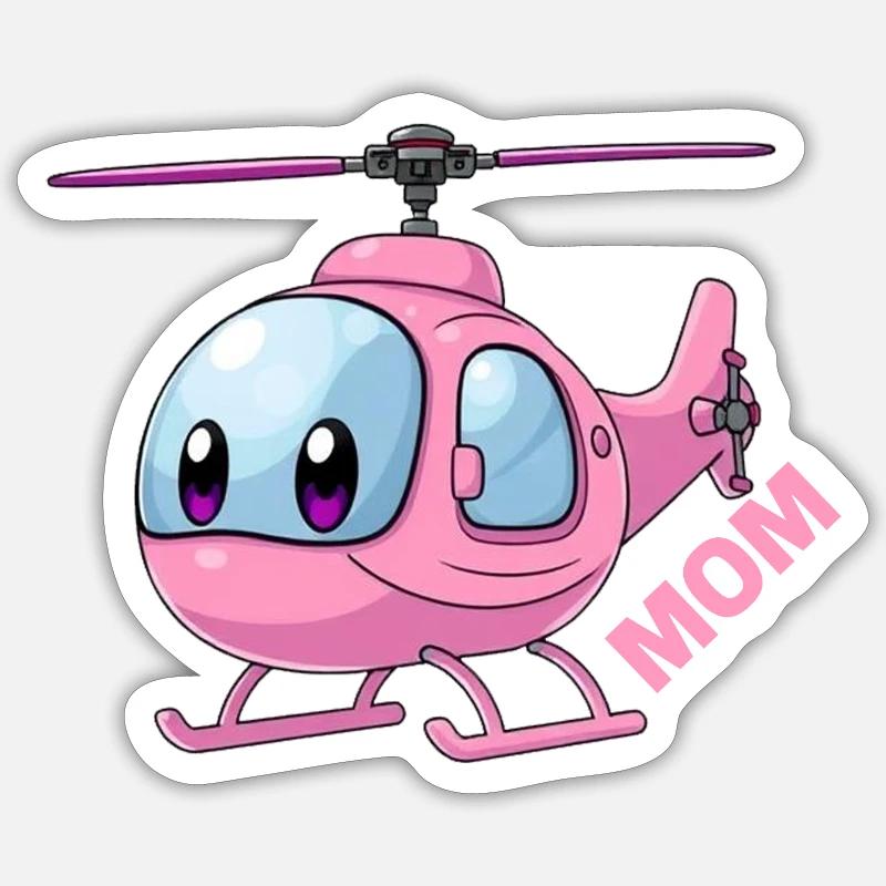 Mère hélicoptère - Sticker taille S (10 x 10 cm) - blanc mat