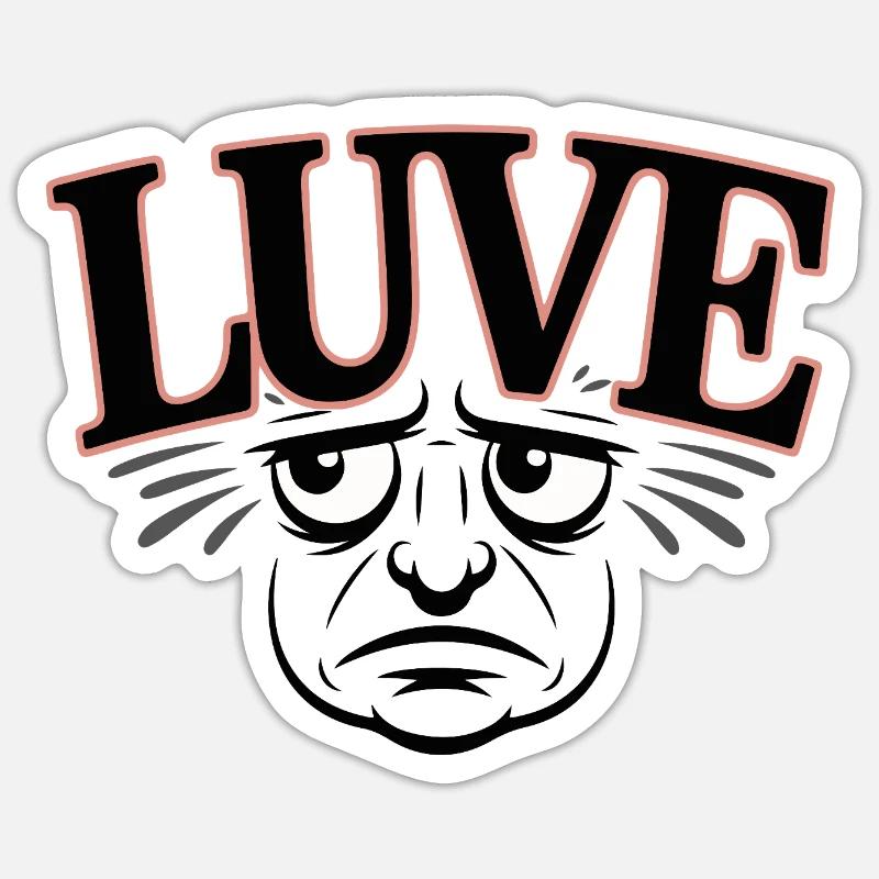 Typographie expressive de chat avec amour Sticker taille S (10 x 10 cm)