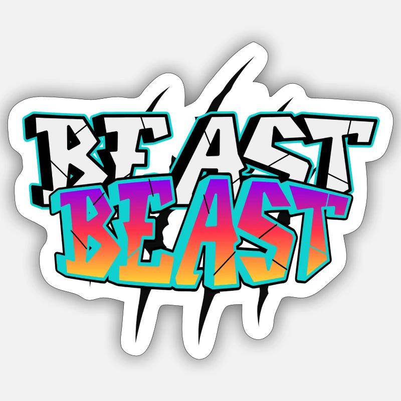 BEAST Graffiti-Design - Sticker Größe S (10 x 10 cm) - Mattweiß