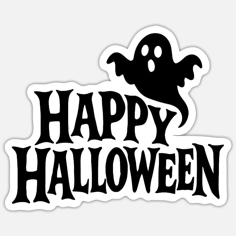 Happy Halloween Ghosts Illustration - Sticker size S (10 x 10 cm) - white matte
