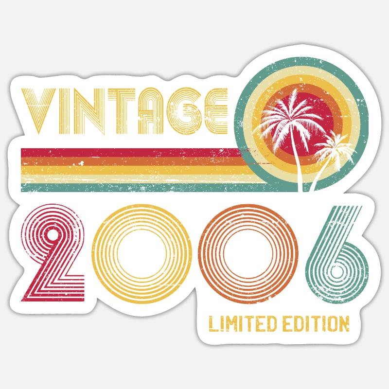 Millésime 2006 Rétro Cercles - Sticker taille S (10 x 10 cm) - blanc mat