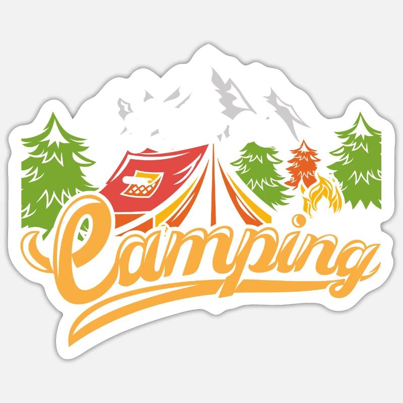 Camping - Sticker taille S (10 x 10 cm) - blanc mat