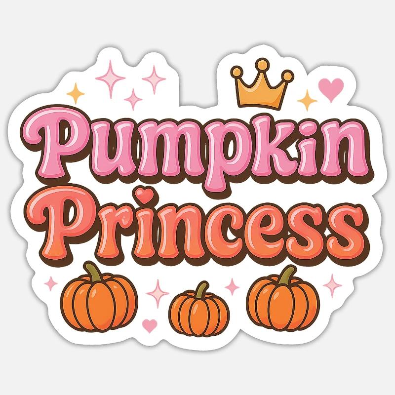 Princesse citrouille / Helloween Design - Sticker taille S (10 x 10 cm) - blanc mat