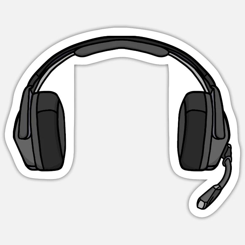 Kopfhörer mit Mikrofon - Sticker Größe S (10 x 10 cm) - Mattweiß