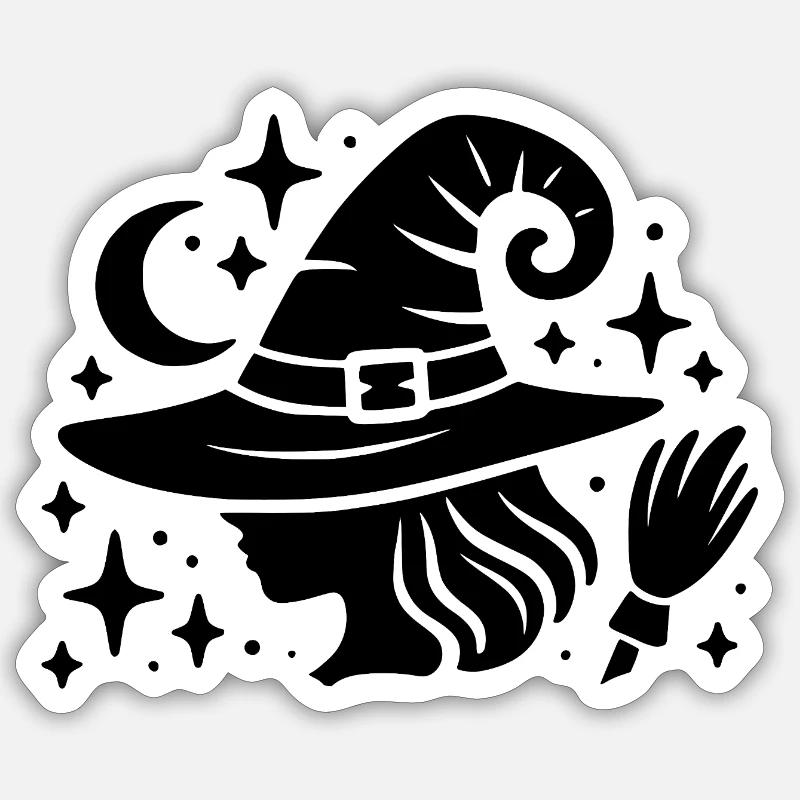 Conception de sorcière - Sticker taille S (10 x 10 cm) - blanc mat