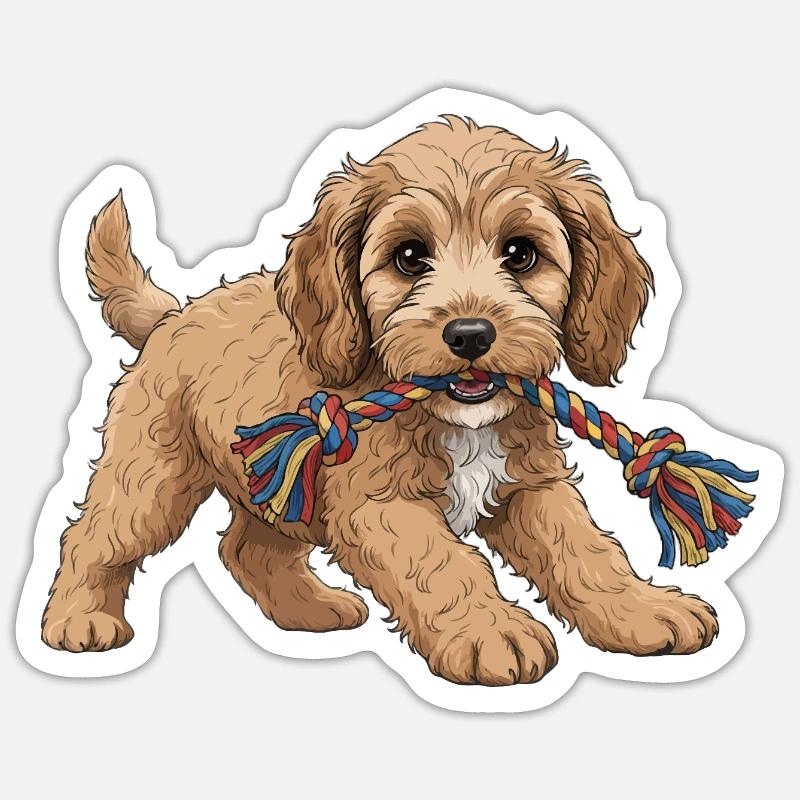 Cockapoo-Welpe - Sticker Größe S (10 x 10 cm) - Mattweiß